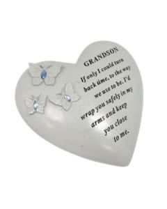 Grandson Heart Memorial Stone 16x14cm David Fischhoff