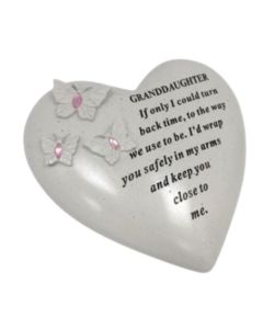 Granddaughter Butterfly Heart With Pink Gems