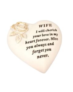 Wife Cream & Gold Heart With Rose