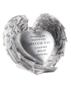 Special Nan Silver Heart in Wings 16x14cm David Fischhoff