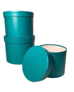 Set of 3 Hat Boxes Teal Tulip