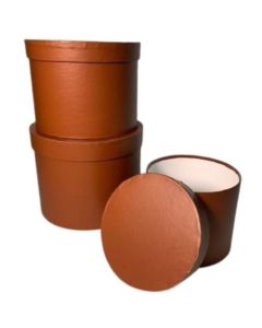 Set of 3 Hat Boxes Brown