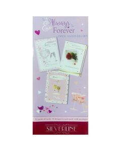 Anniversary Assorted Box of Cards C50 144/12Pks Silverline
