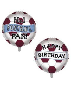 18" No1 Football Fan/Happy Birthday Claret & Blue Foil Balloon
