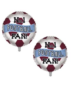 18" No1 Football Fan Claret & Blue Foil Balloon