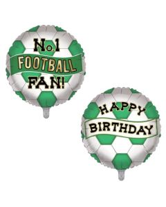 18" No1 Fan Football Fan/Happy Birthday Green & White Foil Balloon