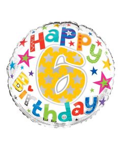 18" Age 6 Multi Coloured Round Foil Simon Elvin