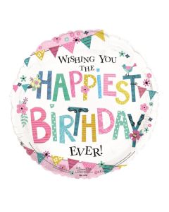 18" Pink Birthday Round Foil Simon Elvin