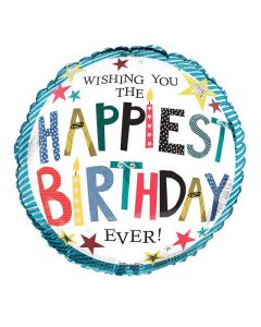 18" Printed Foil Balloon Happiest Birthday Simon Elvin