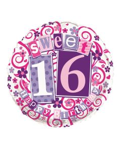 18" Age 16 Pink & Purple Round Foil Simon Elvin