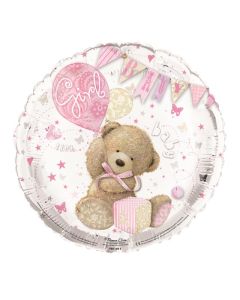 18" Pink Baby Girl Round Foil Simon Elvin