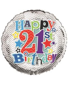 18" Printed Foil Balloon 21st Male Simon Elvin