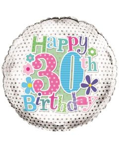 18" PRINTED FOIL BALLOON 30TH FEMALE - FB1193/1