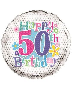 18" PRINTED FOIL BALLOON 50TH FEMALE - FB1195/1