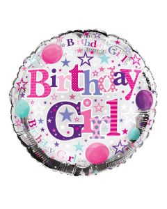 18" Pink Birthday Girl Round Foil Simon Elvin