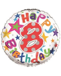 18" Printed Foil Balloon Age 8 Unisex