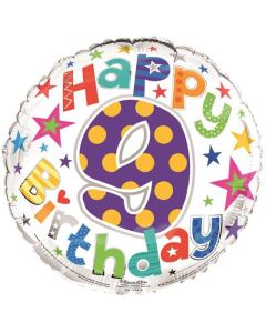 18" Printed Foil Balloon Age 9 Unisex Simon Elvin