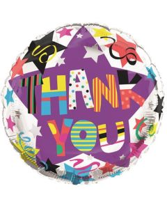 18" Multi Coloured Thank You Round Foil Simon Elvin