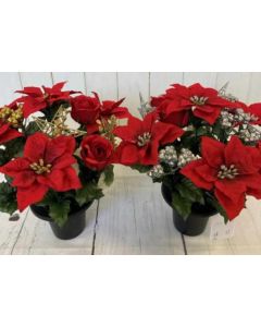 Poinsettia, Rose, Star & Berries Grave pot
