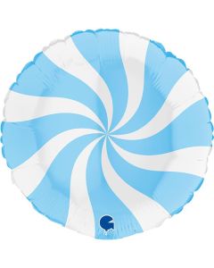 18" Matt Blue & White Swirly Round Foil Grabo