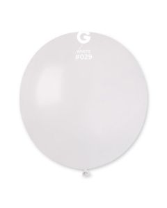 Metallic White 19" Latex Balloons Pk25 #029 Gemar