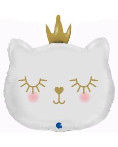 26" Cat Princess White Foil Balloon Grabo