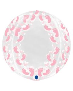 19" Transparent Pink Footprint 4D Globe Grabo