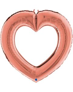 41" Rose Gold Linky Heart Foil Balloon Grabo