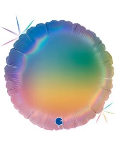 18" Rainbow Holographic Round Foil Balloon Grabo