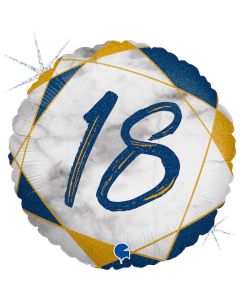18" Age 18 Blue & Gold Round Foil Grabo