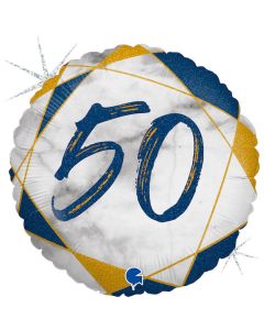 18" Age 50 Blue & Gold Round Foil Grabo
