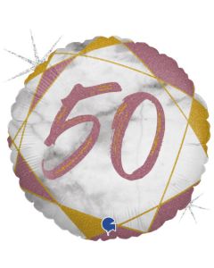 18" Age 50 Pink & Gold Round Foil Grabo