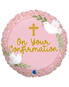 18" On Your Confirmation Pink Round Foil Balloon Grabo