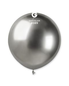 Pk25 19" Latex Balloons Shiny Silver #089 Gemar