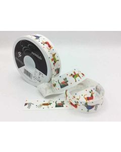25mm Jolly Dogs Ribbon On 20M Reel White/Multi