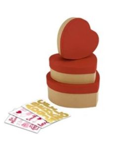 3pcs Kraft Heart Boxes with Stickers