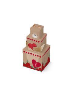 BEAR WITH HEART PLUSH BOX - K-30303-BXC