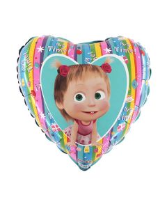 18" Masha & Bear Rainbow Heart Foil Balloon Grabo