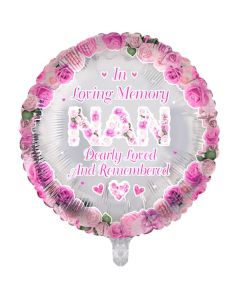 18" In Loving Memory Nan Pink Round Remembrance Balloon