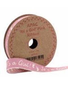 15mm It's a Girl Pink Ribbon
