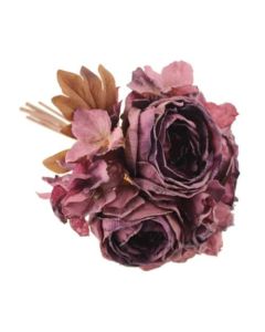 28cm Dried Image Rose/Hydrangea Bundle Purple