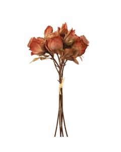 37cm Dried Image Rose Bud Bundle Rust