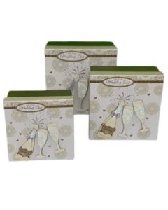 Set of 3 Tip On Wedding Square Gift Boxes Tulip