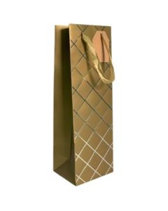 Gold Foil Effect Diamonds Bottle Gift Bag Pk6 (Tulip)