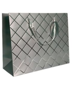 Silver Foil Effect Diamonds Large Shopper Gift Bag Pk6 (Tulip)