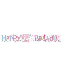 Single Banner Age 2 Pink 2.5m Foil Simon Elvin