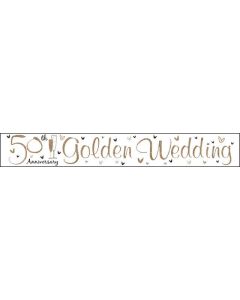 Single Banner Gold & White Golden Wedding 2.5m Foil Simon Elvin