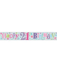 Banner Age 21 Green Birthday 2.5m Foil Simon Elvin