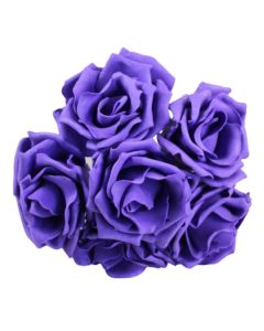 Purple Rain 9cm Curly Foam Roses Pk6 WFC