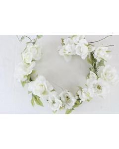 106cm Taffeta Rose Leave Garland White